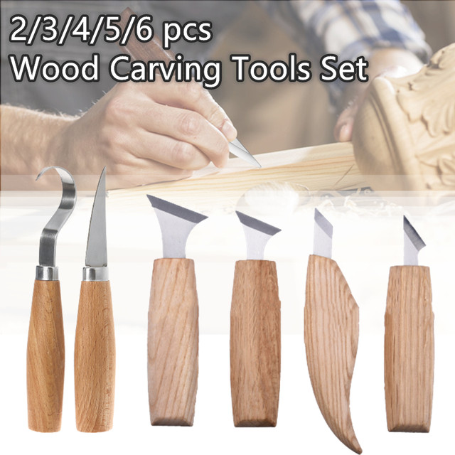 2/3/4/5/6PCS Chisel Woodworking Cutter Hand Tool Set Wood Carving Knife DIY  Peeling